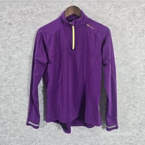 Sugoi MidZero Zip Womens Large Purple Cycling Jersey Long‎ Sleeve 1/4 Zip 64008F